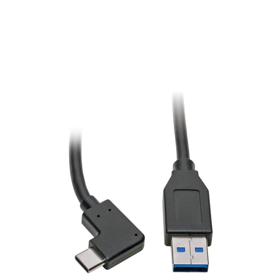 Tripp Lite U428-003-CRA USB-C to USB-A Cable (M/M). Right-Angle C. USB - Image 1
