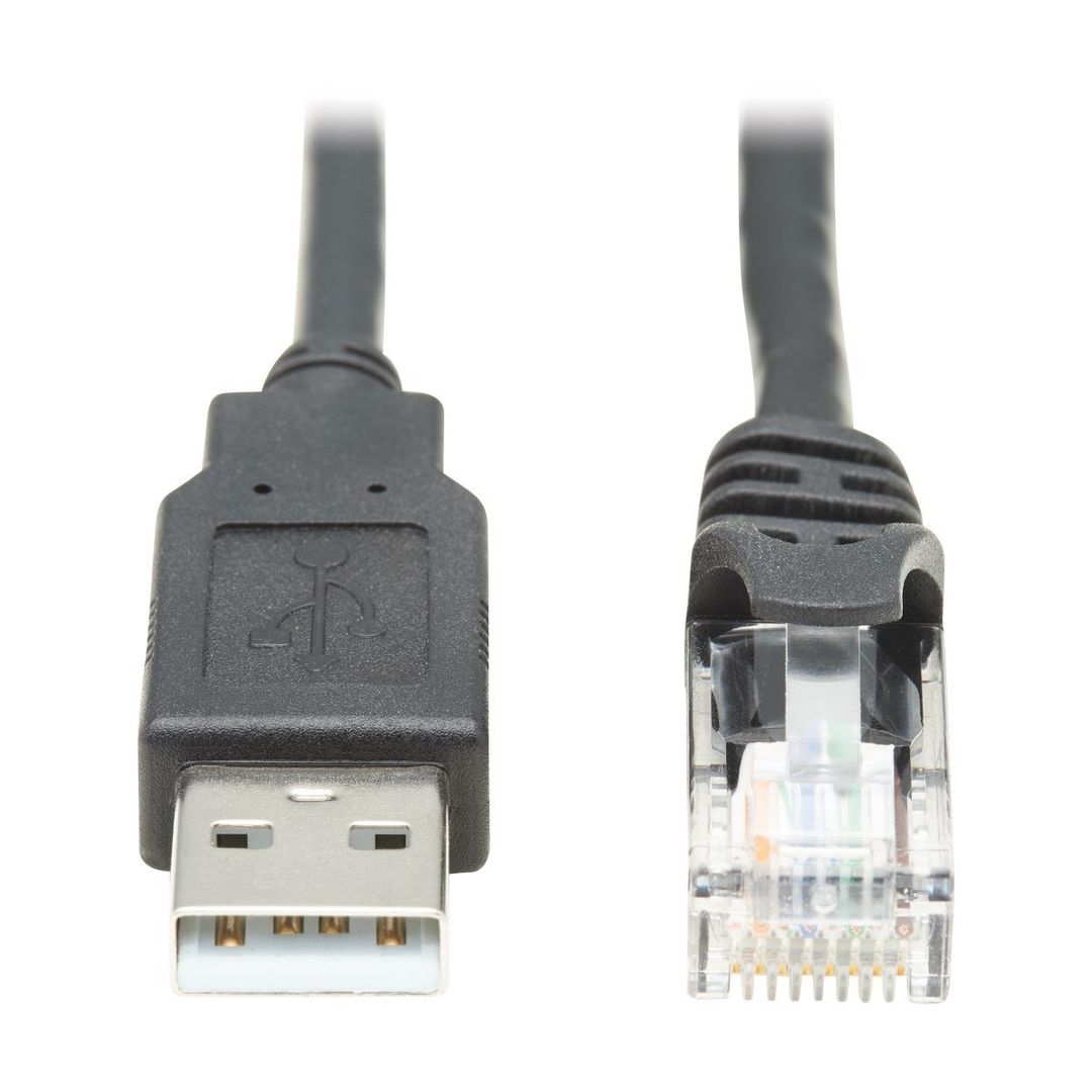 Tripp Lite U009-010-RJ45-X USB-A to RJ45 Rollover Console Cable (M/M) - Cisco Compatible, 250 Kbps, 10 ft. (3.05 m), Black - Image 1