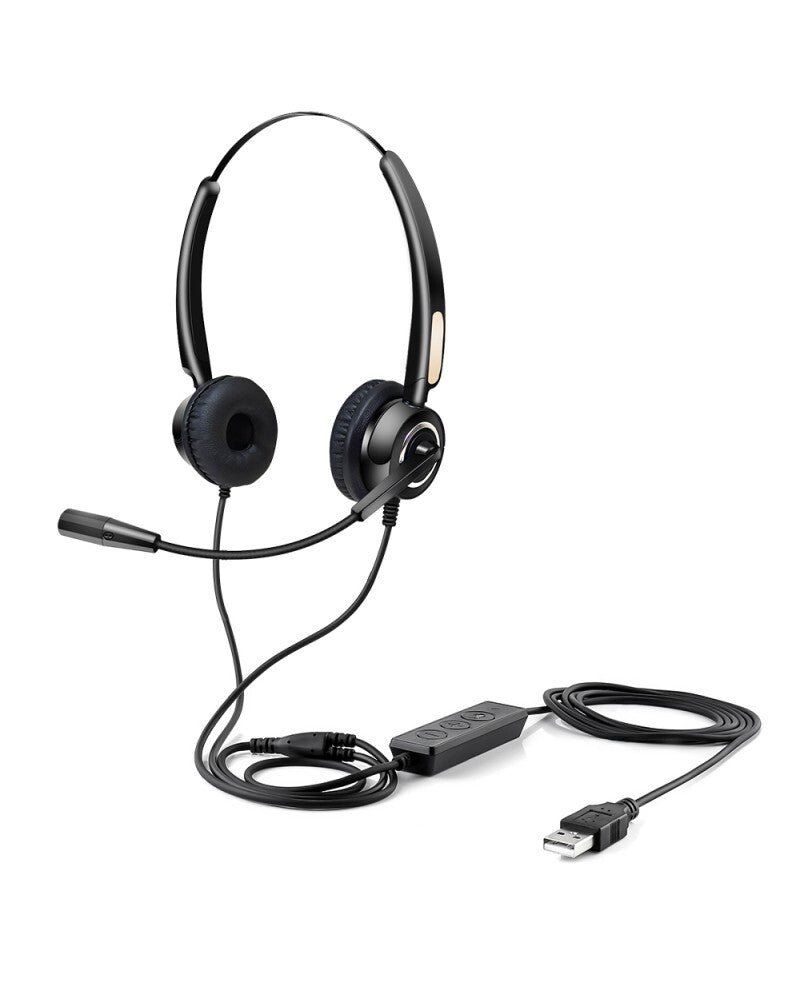 Urban Factory MOVEE: OVER-THE-EAR USB WIRED HEADSET WITH REMOTE CONTROL - USB-A. USB-C and 3.5 mm Jack - Image 1