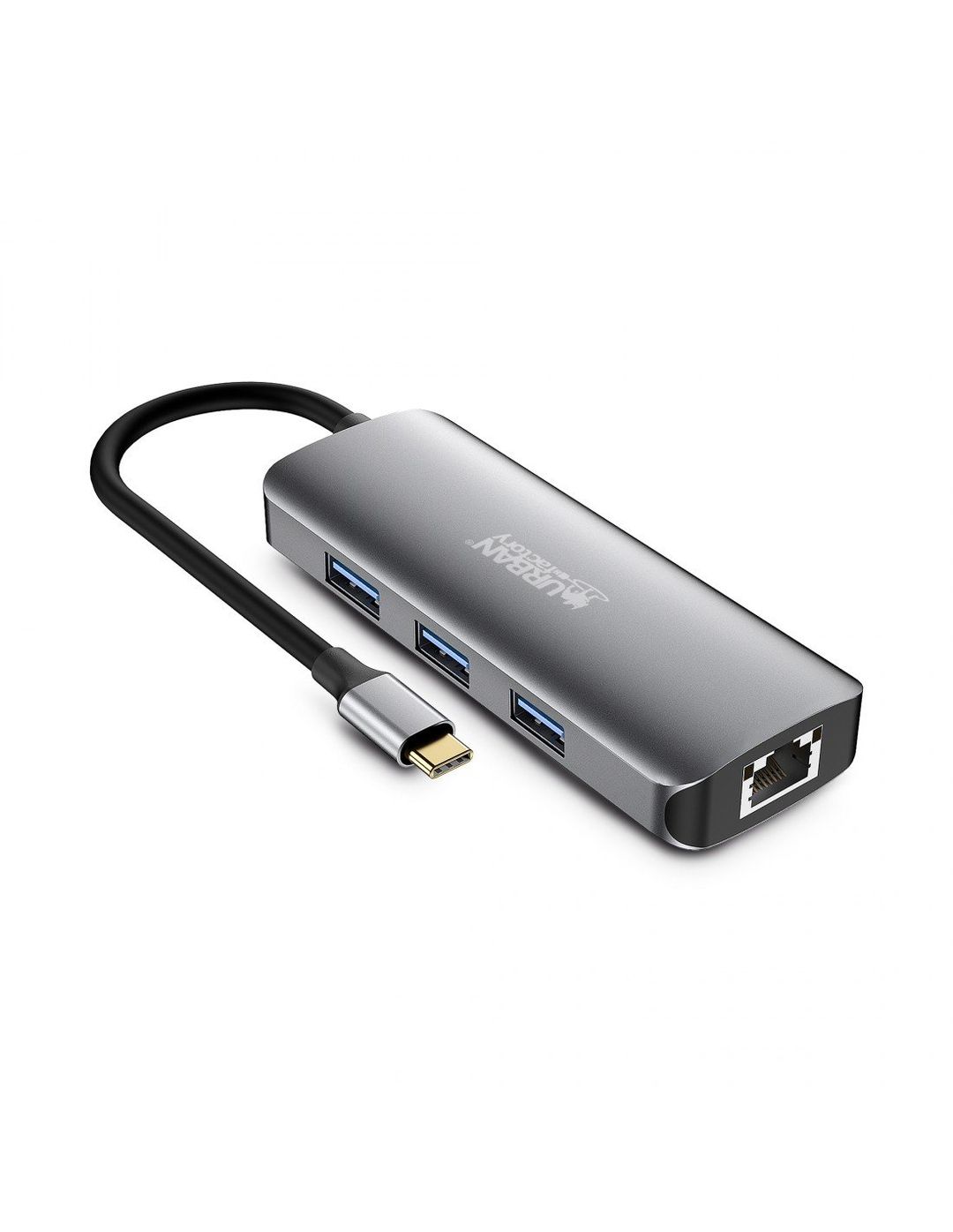 Urban Factory HUBEE 8 IN 1 : HUB USB-C WITH 3 USB-A / 1 HDMI 4K / 1 RJ45 / 2 CARD READERS AND 1 USB-C 100W PD - Image 1