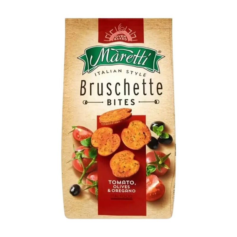 Maretti Bruschette Tomato, Olives & Oregano Flavour Crunchy Italian Inspired Chips - Image 1