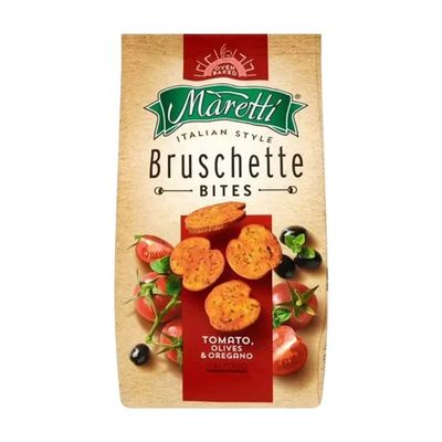 Maretti Bruschette Tomato, Olives & Oregano Flavour Crunchy Italian Inspired Chips