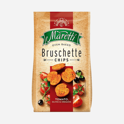 Maretti Bruschette Tomato, Olives & Oregano Flavour Crunchy Italian Inspired Chips - Thumbnail 2