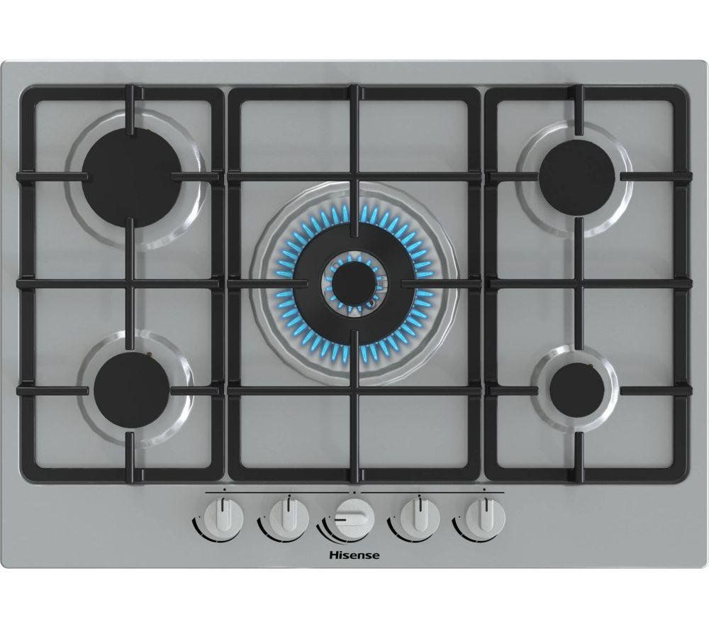Hisense GM773XF 71cm 5 Burner Gas Hob - Stainless Steel - Image 1