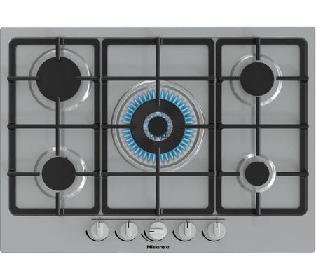 Hisense GM773XF 71cm 5 Burner Gas Hob - Stainless Steel