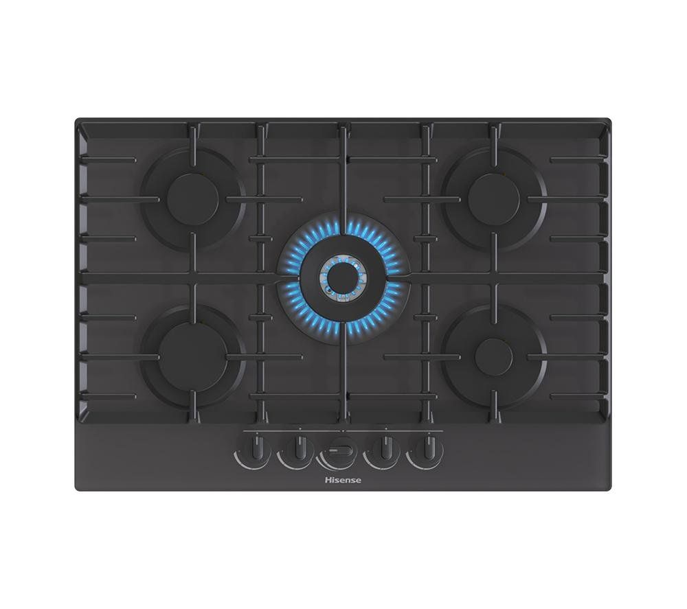 Hisense GG773B 75cm 5 burner Gas on Glass hob- Black - Image 1