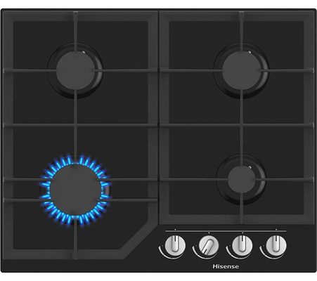 Hisense GG643B 60cm 4 Burner Gas on Glass Hob - Black