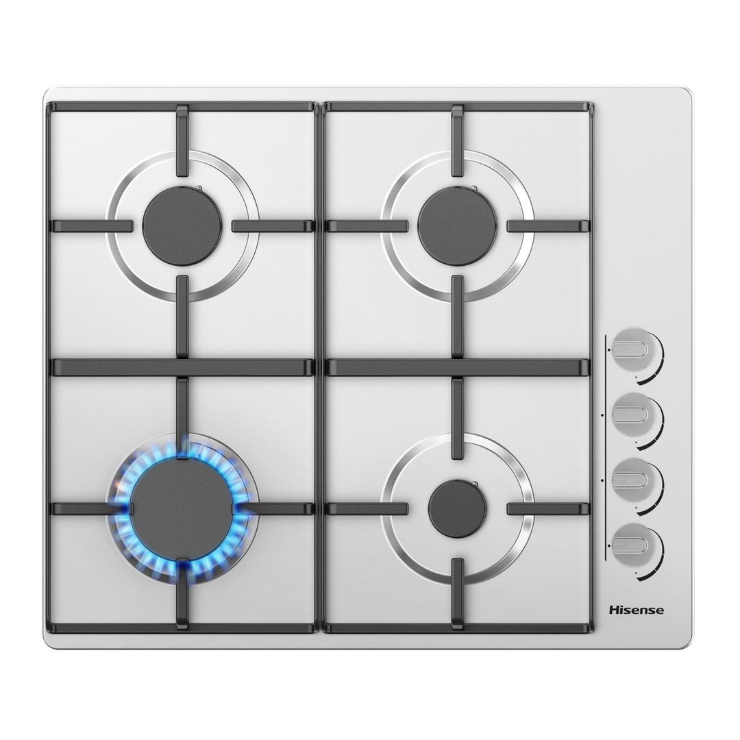 HISENSE GM642XHS 60cm Gas Hob - Stainless Steel, Stainless Steel - Image 1