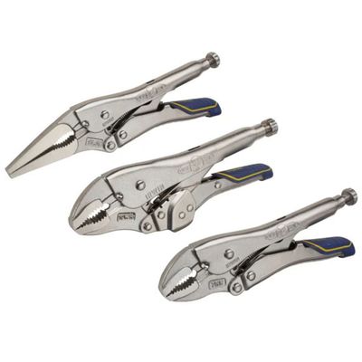 IRWIN Fast Release Locking Pliers Set Of 3 7R 9Ln & 10Wr - Grey