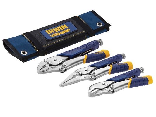 IRWIN Fast Release Locking Pliers Set Of 3 7R 9Ln & 10Wr - Grey - Thumbnail 3