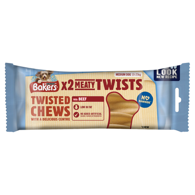 BAKERS Meaty Twists Medium Beef Dog Chews 180g - Thumbnail 2