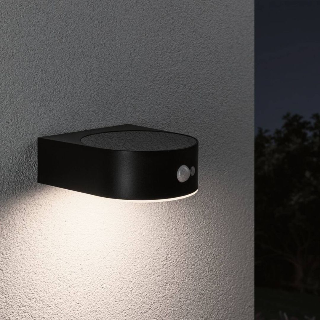 PAULMANN Solar Outdoor LED Wall Light with Motion Sensor - Black - Image 1