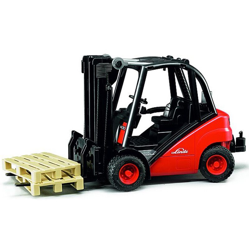 Bruder Linde H30D Forklift with 2 Pallets Industrial Forklift & Pallet Handling Playset - Red - Image 1