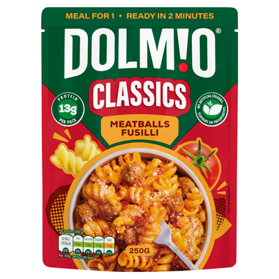 Dolmio Classics Meatballs Fusilli Microwave Instant Pasta Meal 250g