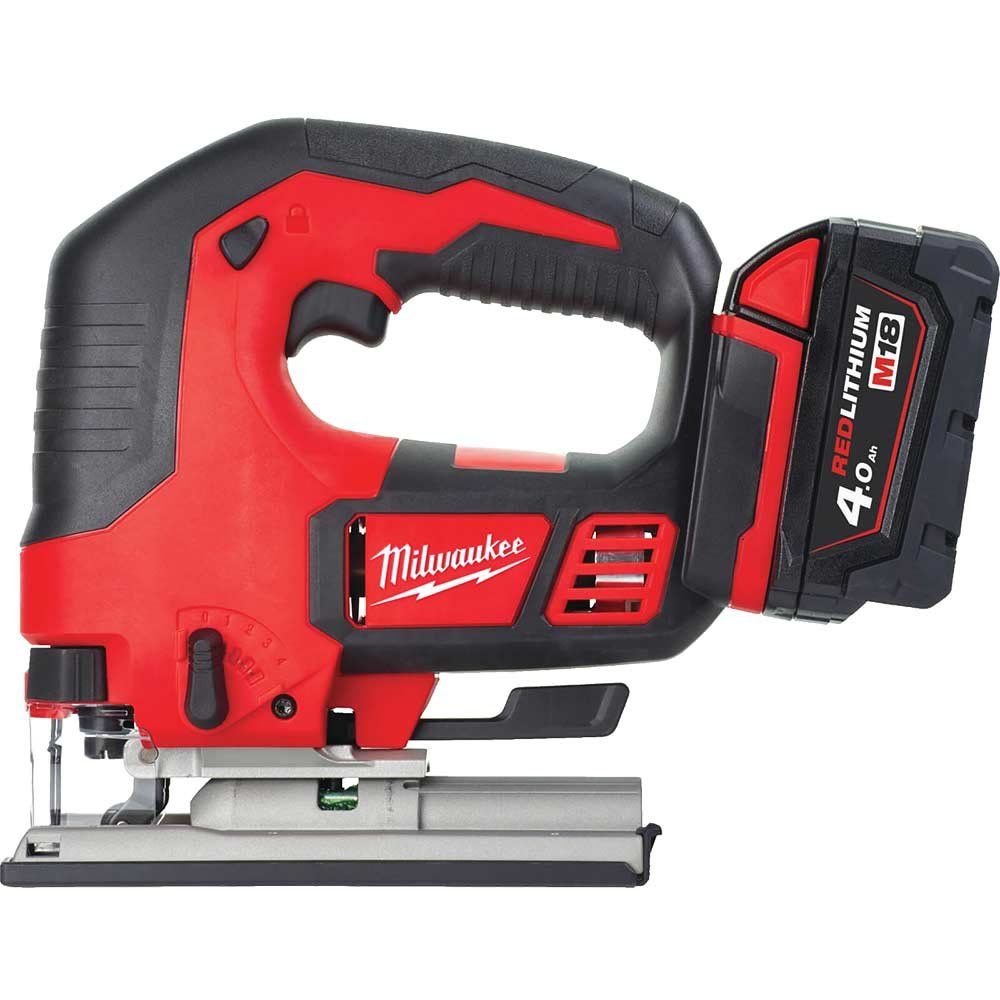 Milwaukee M18 BJS 18v Cordless Top Handle Jigsaw 2 x 4ah Li-ion Battery Charger Case - Image 1