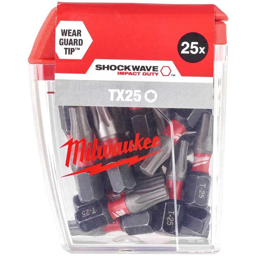 Milwaukee Shockwave Impact Duty Torx Screwdriver Bits TX25 25mm Pack of 25 - Image 1