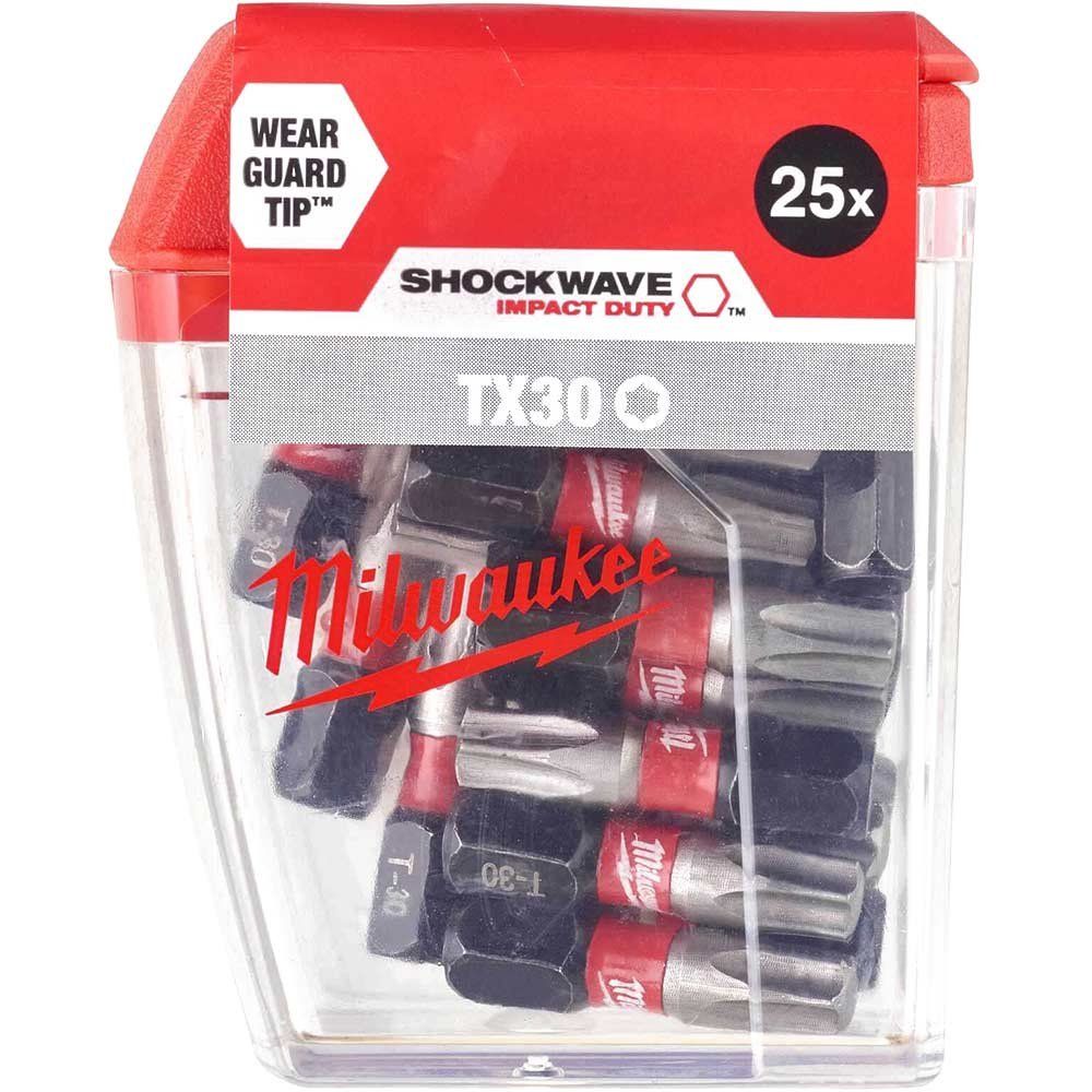 Milwaukee Shockwave Impact Duty Torx Screwdriver Bits TX30 25mm Pack of 25 - Image 1