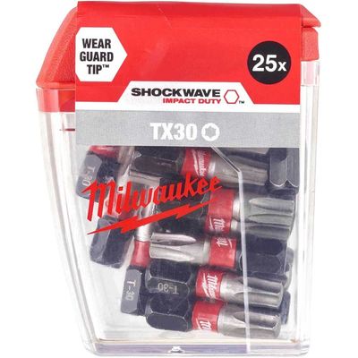 Milwaukee Shockwave Impact Duty Torx Screwdriver Bits TX30 25mm Pack of 25