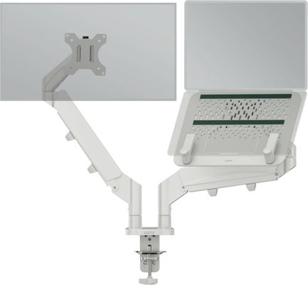 LEITZ Ergo Space Saving Dual Arm Tilt & Swivel 17-32" Monitor & 13-17" Laptop Desk Mount