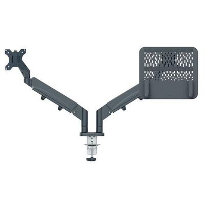 LEITZ Ergo Space Saving Dual Arm Tilt & Swivel 17-32" Monitor and 13-17" Laptop Desk Mount