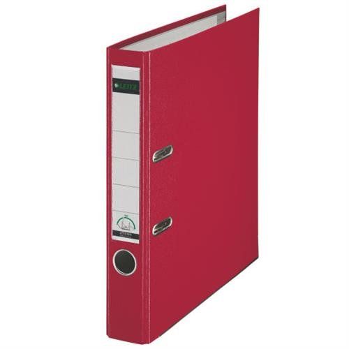 Leitz 180 Plastic Lever Arch File. Format: A4 Product colour: Red Maximum capacity: 350 sheets. Width: 55 mm Height: 320 mm Weight: 440 g - Image 1