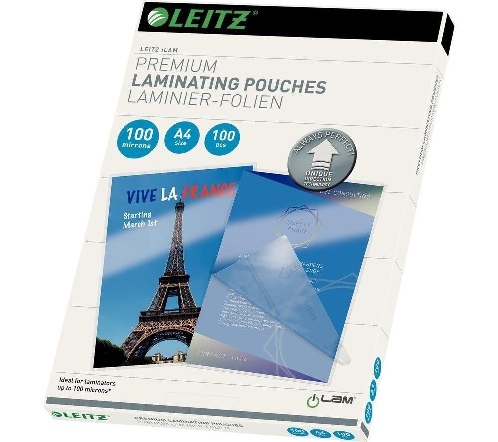 LEITZ iLAM 74800000 100 Micron A4 Laminating Pouches - Pack of 100 - Image 1