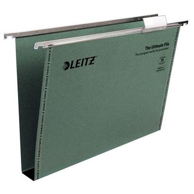 Leitz Ultimate Clenched Bar Foolscap Suspension File Card 30mm Green (Pack 50) 17450055