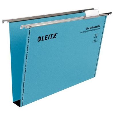 Leitz Ultimate Clenched Bar Foolscap Suspension File Card 30mm Blue (Pack 50) 17450035