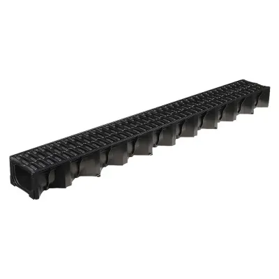 ACO Hexdrain No 19310 Channel + Black Plastic Grating 1000mm A15 - Thumbnail 2