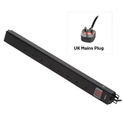 Lindy 8 Way UK Mains Sockets Vertical PDU with UK Mains Plug - Image 1