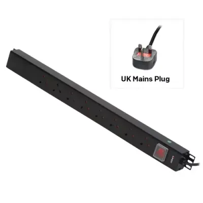 Lindy 8 Way UK Mains Sockets Vertical PDU with UK Mains Plug