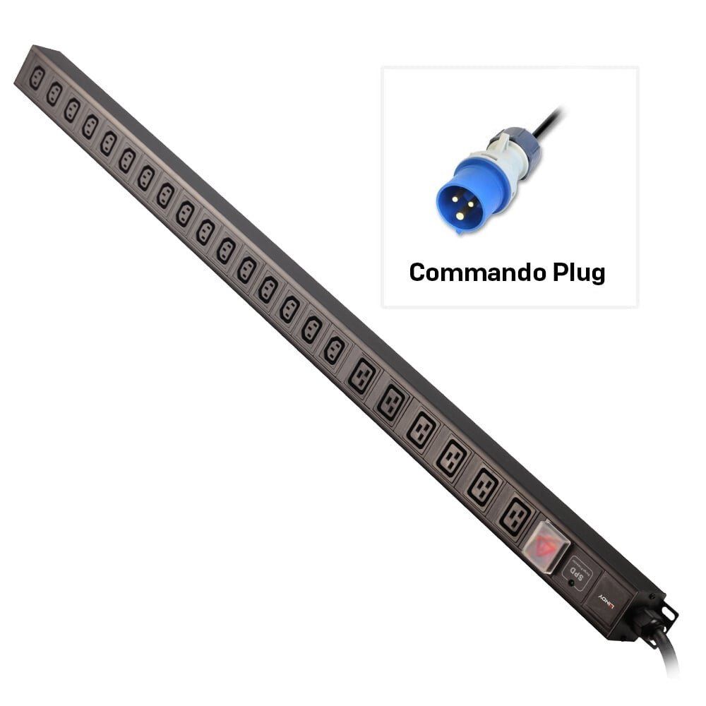 Lindy 22 Way IEC Sockets. Vertical PDU with Commando Plug - Image 1