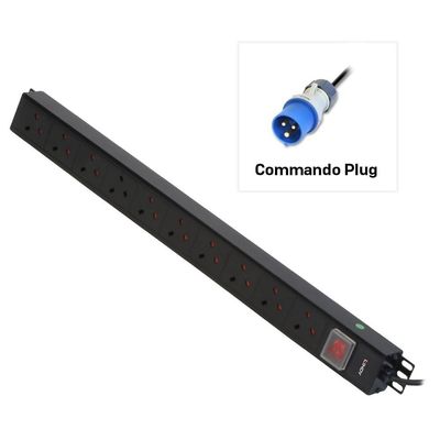 Lindy 10 Way UK Mains Sockets Vertical PDU with Commando Plug - Thumbnail 2