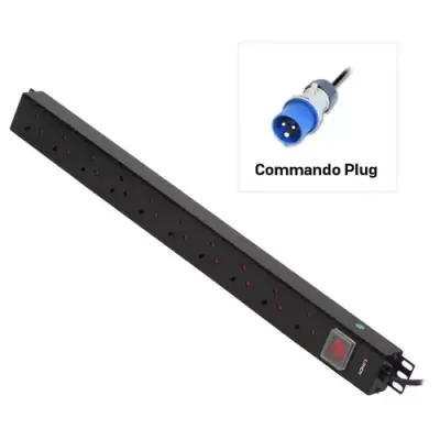 Lindy 10 Way UK Mains Sockets Vertical PDU with Commando Plug