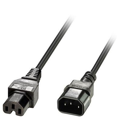 Lindy 2m IEC C14 to IEC C15 'Hot Condition' Power Cable. Bla
