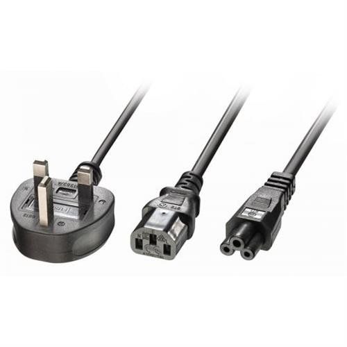 Lindy 2.5m UK 3 Pin Plug to IEC C13 and IEC C5 Splitter Extension Cabl - Image 1