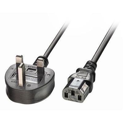 Lindy 0.7m UK 3 Pin Plug to IEC C13 mains power Cable. Black