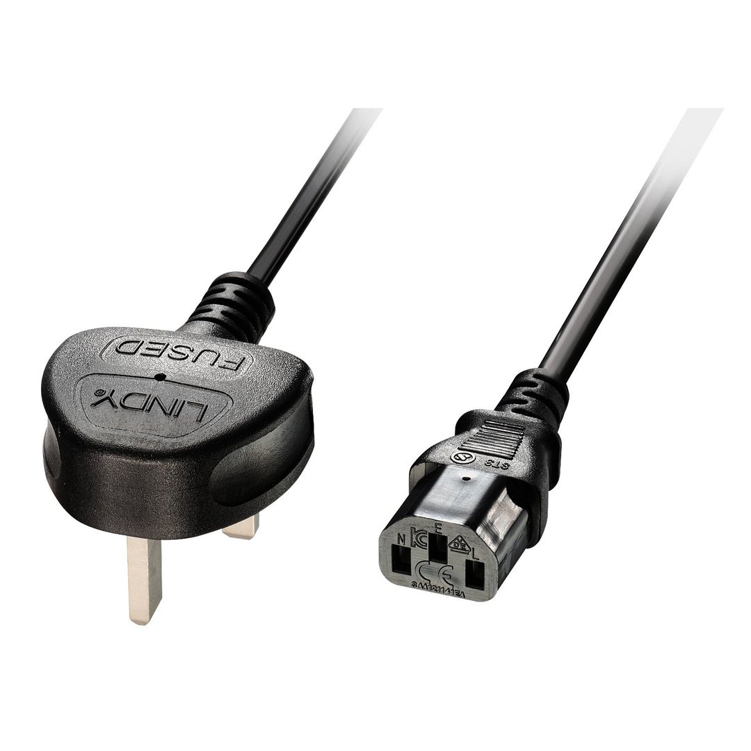 Lindy 2m UK to IEC C13 Mains Cable - Image 1