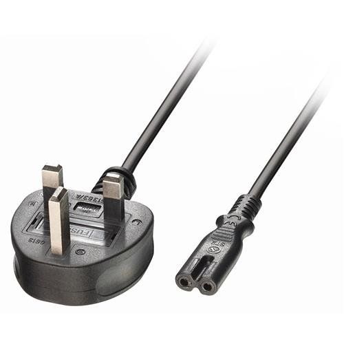Lindy 1m UK 3 Pin Plug To IEC C7 Mains Power Cable. Black - Image 1