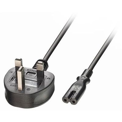 Lindy 1m UK 3 Pin Plug To IEC C7 Mains Power Cable. Black