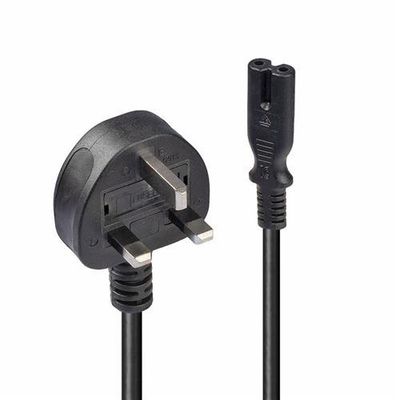 Lindy 2m UK 3 Pin Plug To IEC C7 Mains Power Cable. Black
