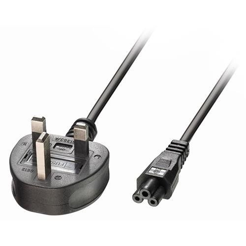 Lindy 1m UK 3 Pin to C5 Mains Cable. lead free - Image 1