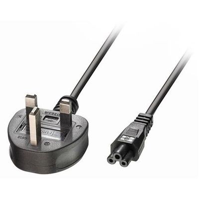 Lindy 1m UK 3 Pin to C5 Mains Cable. lead free
