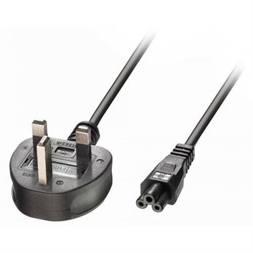 Lindy 3m UK 3 Pin to C5 Mains Cable. lead free - Image 1
