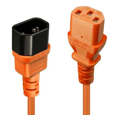 Lindy 1m IEC Extension Cable. Orange