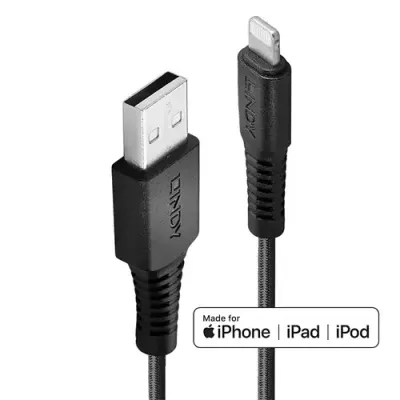 Lindy 0.5m Reinforced USB Type A to Lightning Charge and Sync Cable - Thumbnail 2