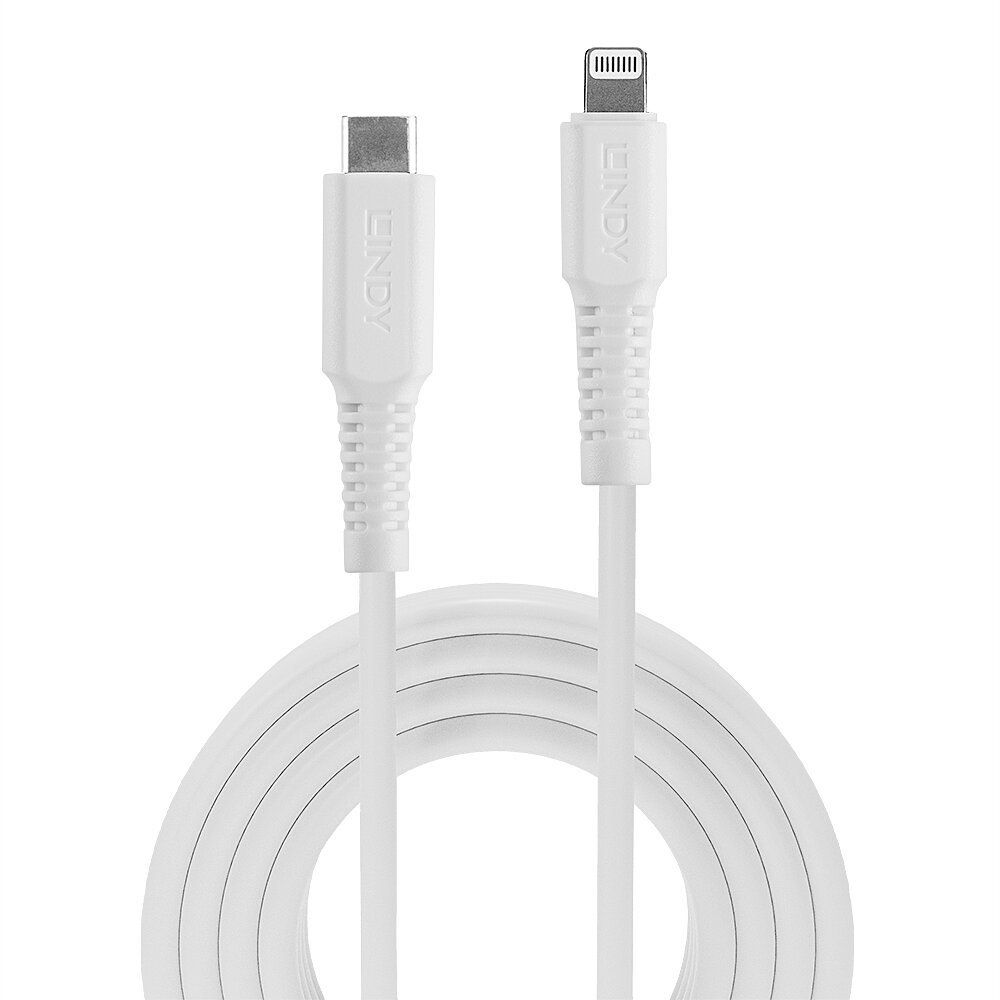 Lindy 1m USB Type C to Lightning Cable, White - Image 1