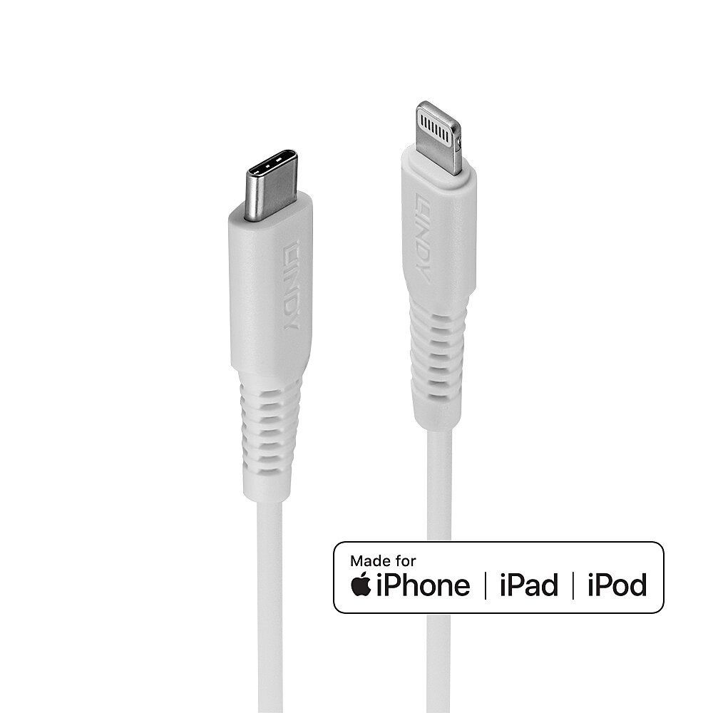 Lindy 2m USB Type C to Lightning Cable, White - Image 1