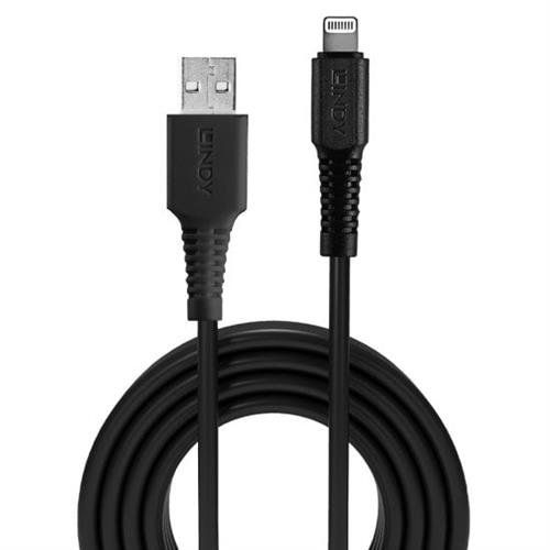 Lindy 1m USB to Lightning Cable, Black - Image 1