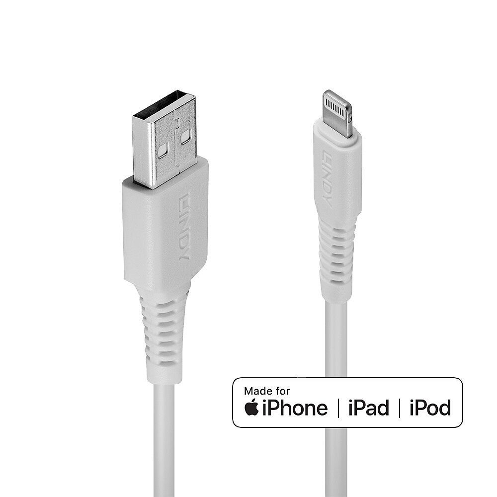 Lindy 1m USB to Lightning Cable, White - Image 1